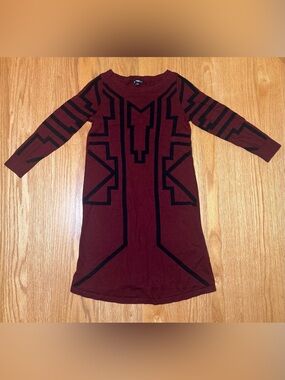 Express Burgundy Geometric Sweater Dress